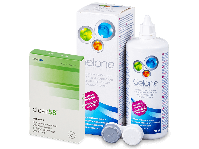 Clear 58 (6 lenses) + Gelone Solution 360 ml