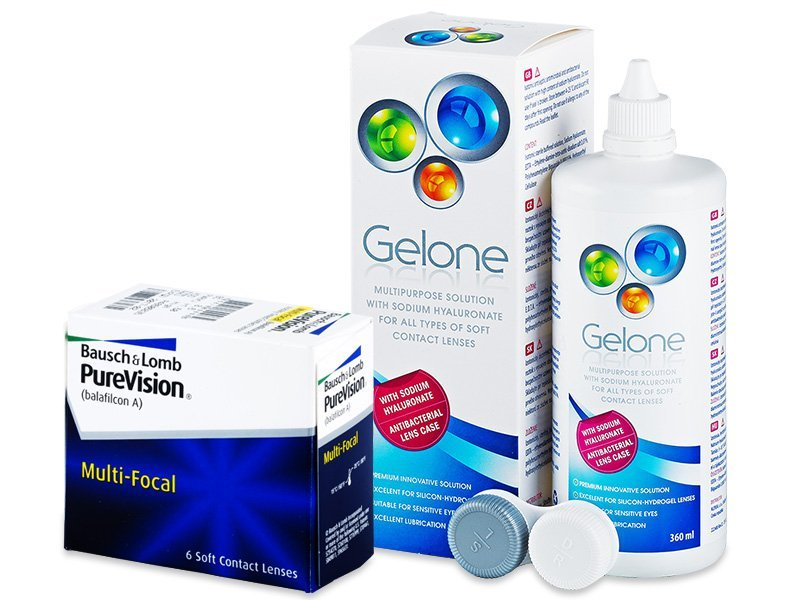 PureVision Multi-Focal (6 lenses) + Gelone Solution 360 ml