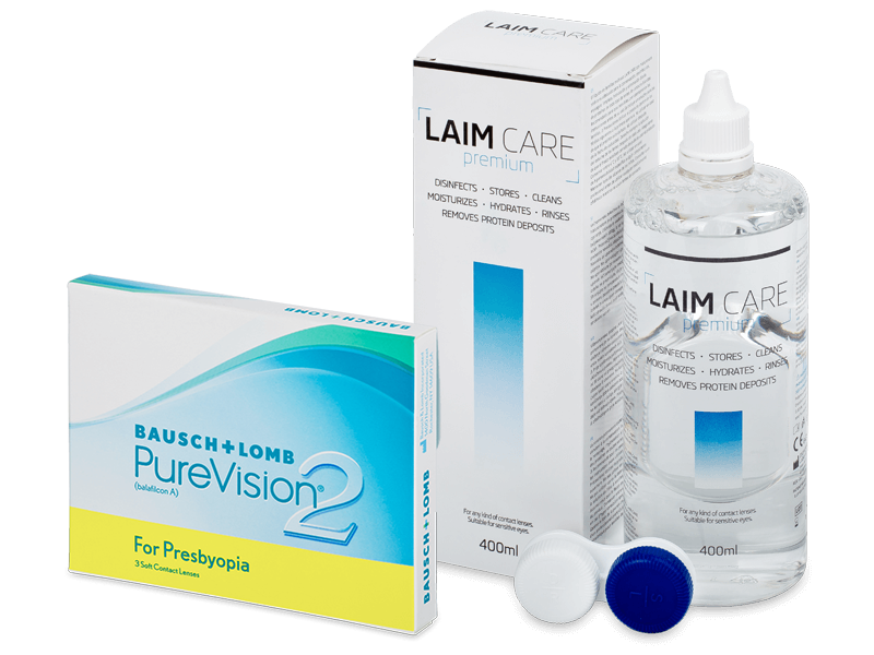 PureVision 2 for Presbyopia (3 lenses) + Laim-Care Solution 400 ml