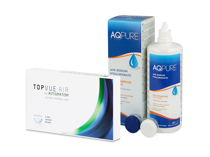 TopVue Air for Astigmatism (3 lenses) + AQ Pure Solution 360 ml