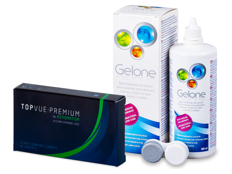 TopVue Premium for Astigmatism (3 lenses) + Gelone Solution 360 ml